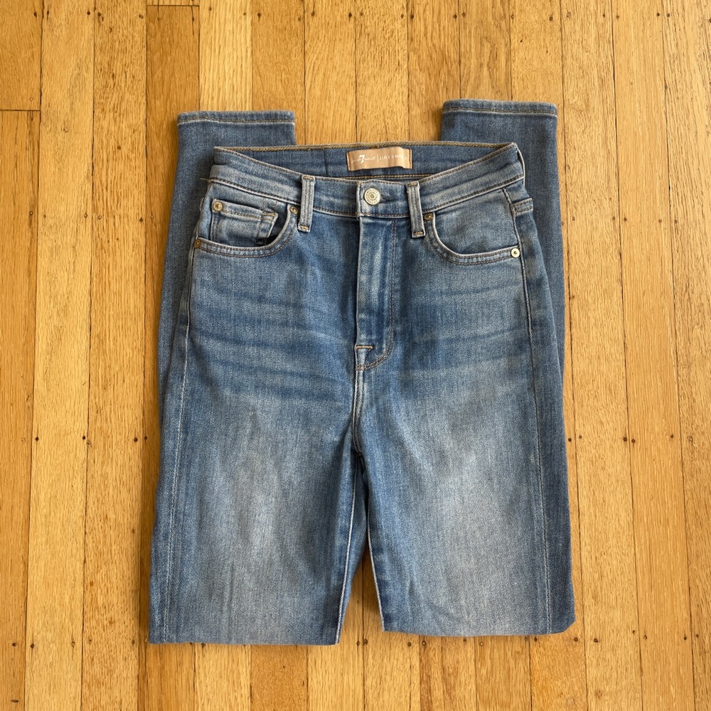 Luxe Vintage High Waist Ankle Skinny Jeans in Beau Blue